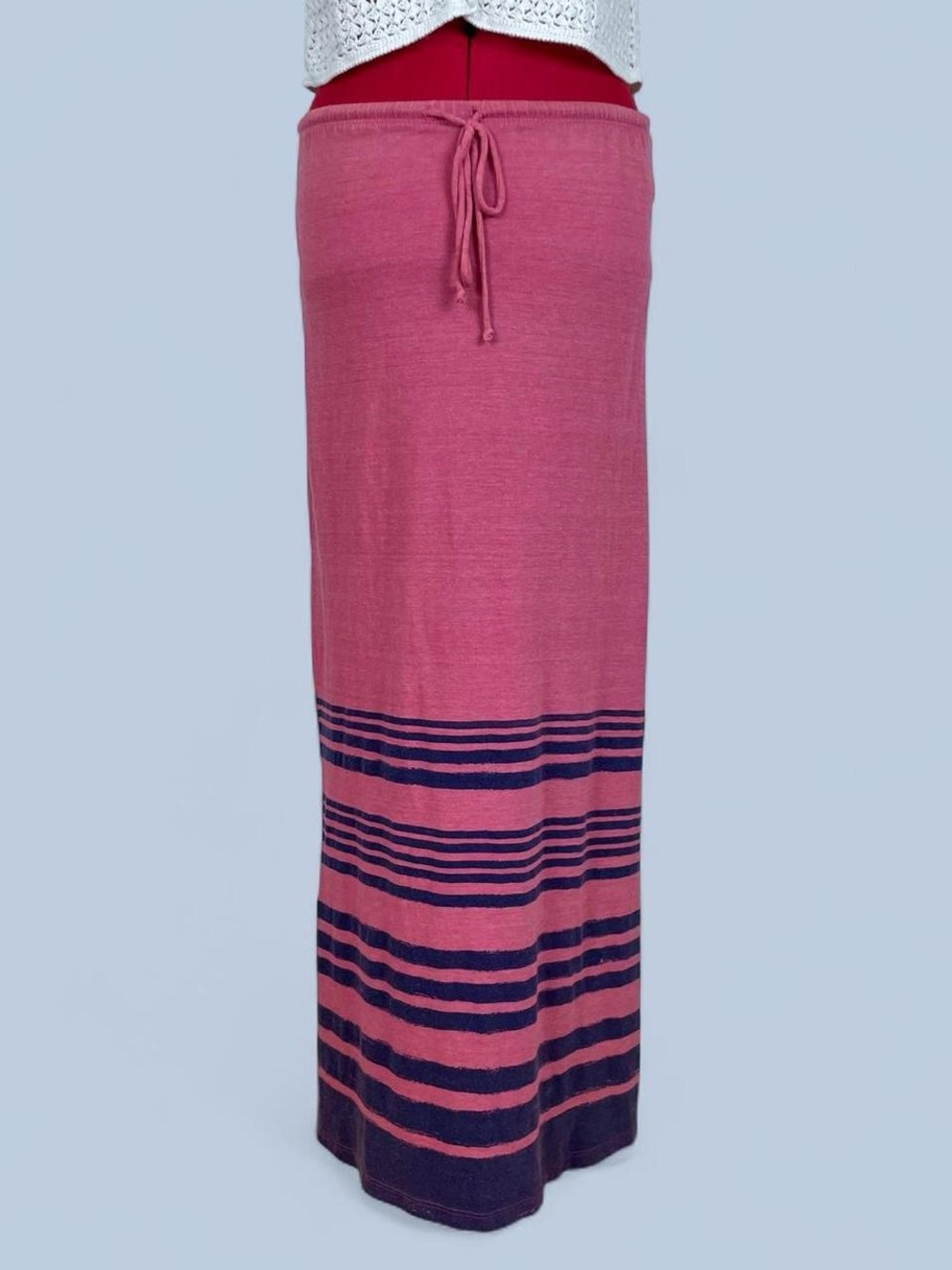 Beachy Pink Striped Knit Maxi Skirt
